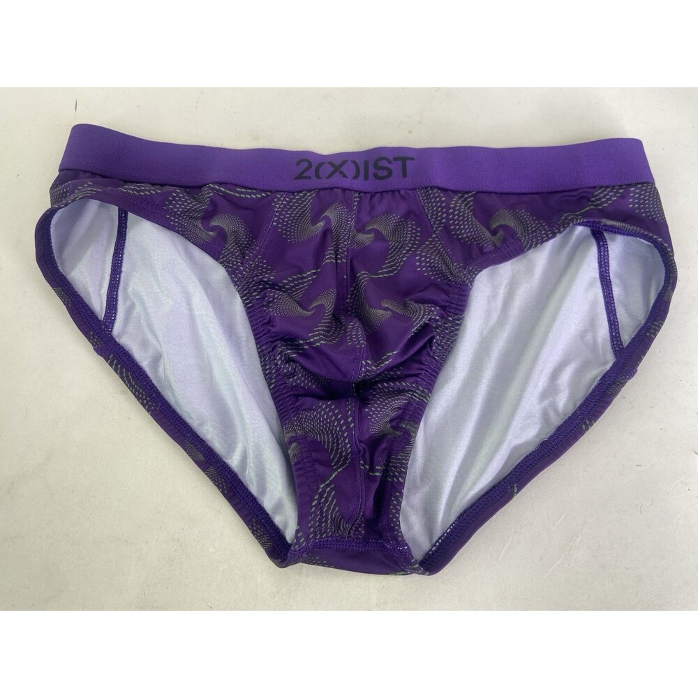 2xist Sexy Sliq Ultra Low Rise Brief Underwear Purple Spirals Print Mens Size M